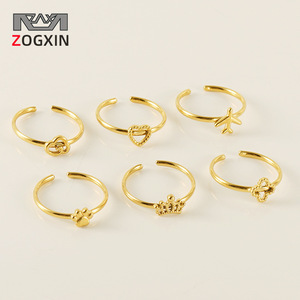 Zogxin Fashion Rings Gold Adjustable Heart Crown Airplane Cat Paw For Women Jewelry Gift - Product Image 1