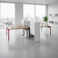 Bureau de travail simple avec structure en acier, design basique, configuration professionnelle, bureaux modernes pour entreprises, postes de travail de bureau
