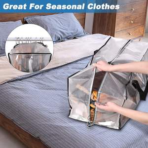 Sacs de rangement extra larges transparents et robustes avec sangles de sac à dos poignées solides fermetures à glissière collège voyage stockage de noël <span class=keywords><strong>Movin</strong></span> - Product Image 4