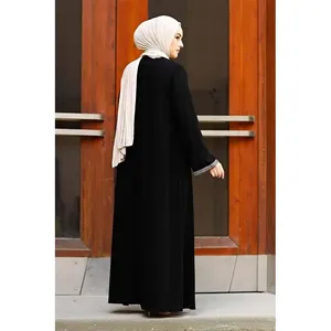 Abaya da donna <span class=keywords><strong>Istanbul</strong></span> Styles con maniche a pietra, manica lunga, lunghezza al pavimento, con cerniera, moda islamica turca, OEM/personalizzabile - Product Image 4
