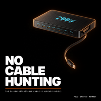 Chargeur GaN multi-ports 288W 8-en-1 avec station de charge rapide PD 100W et câble USB-C rétractable pour MacBook Air iPad – Vente en gros