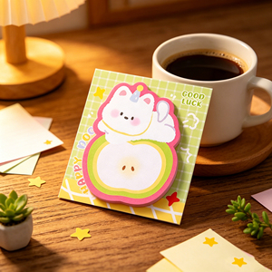 Cute Unicorn dog Apple Shape Memo Pads With Adhesive Backing Colorful Sticky <b>Notes</b> For Planner Journal Use - Product Image 4