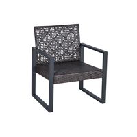 Ensemble de meubles de patio 4 pièces en bois d'acacia avec coussins marron et beige pour balcon, véranda, jardin et pelouse