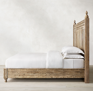Meubles de salon sculptés de style vintage américain, meubles de chambre à coucher, lit queen-size, lit double, lit en bois, meubles sur mesure - Product Image 4
