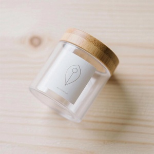 Cosmetic Packaging 50ml 150ml 250ml 500ml Frosted clear Amber Scrub Body Butter Pet <b>Plastic</b> Cream <b>Jar</b> with Bamboo Lid - Product Image 1