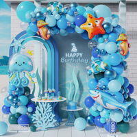 Kit de guirlande de ballons pour fête sur le thème de la mer, avec ballons en feuille de métal représentant des créatures marines, pour les anniversaires des enfants, les fêtes sur la plage ou à la piscine, décorations de fête