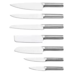 2024 nouvelle tendance 7 pièces Design Unique en acier inoxydable manche creux ensemble de couteaux de cuisine pour ustensiles de cuisine ménagers couverts