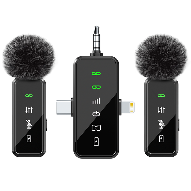 Lavalier Wireless Microphone Portable 3 in 1 USB C MIC Noise Canceling Tiny Lavalier Microphone for Video Recording TikTok