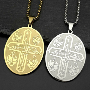 Collana da Uomo Semplice ed Elegante con Pendente a Croce in Acciaio Inossidabile, Gioiello Religioso Cristiano con Fede in Gesù, Vendita all'Ingrosso - Product Image 3