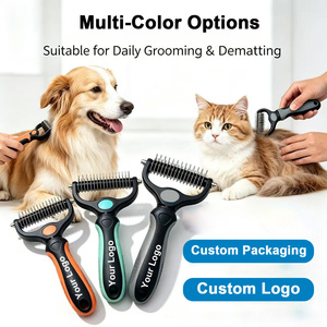 <span class=keywords><strong>Brosse</strong></span> démêlante double face pour animaux de compagnie, lame en acier inoxydable, outil de toilettage pour chiens et chats, démêlage et élimination des poils morts pour poils longs - Product Image 6
