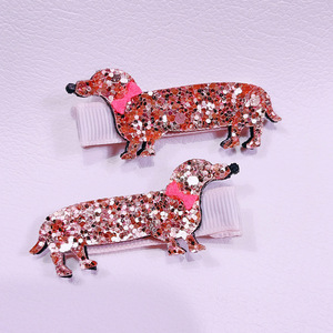 C & J Yanye 2pcs/PACK闪光亮片动物幼兔蝴蝶吉他小狗儿童女童发夹发夹配件 - Product Image 2
