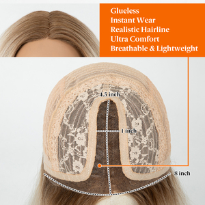 Perruques DEPONE en Fibre Synthétique Premium Pré-coupées, Perruque Blonde en Cheveux Kanekalon, Perruque Mono en Monofilament de Dentelle pour Femmes - Product Image 4