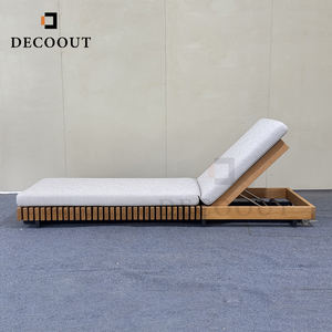 ديكوت في المخزون في الهواء الطلق خشب الساج إطار خشبي الشمس المتسكع واحد Sunbed مع وسادة - Product Image 1