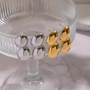 Pendientes de Bola Doble de Oro de Lujo para Mujer, Joyería a la Moda, Resistente al Agua, Sin Deslustre, Chapados en Oro de 18K, Antialérgicos - Product Image 4