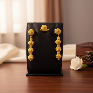 ต่างหูทองเหลืองชุบทองรูปดอกไม้น่ารักดีไซน์ใหม่ - Product Image 3