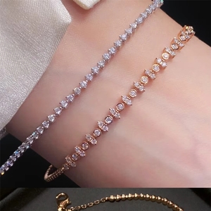 Bracelet tennis en or rose et jaune 18 carats AU750 de luxe Xinfly - Product Image 4