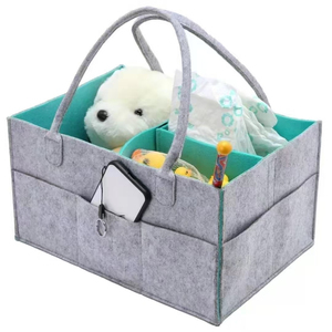 Mommy Nursery Felt <strong>Baby</strong> Diaper <strong>Caddy</strong> with Removable Partition Functional Tote Bag Organizer for Home Storage Custom Pattern Logo - Product Image 2