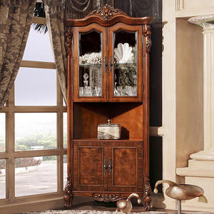 Librería Clásica Real de 4 Puertas, Mueble para Almacenamiento de Vino, Vitrina Alta Dorada, Aparador, Mueble Antiguo de Madera Maciza - Product Image 2