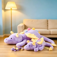 Vente directe d'usine, adorable peluche de dragon couché, dinosaure ailé coloré, jouet en peluche, poupée de dragon de dessin animé, cadeau pour enfants