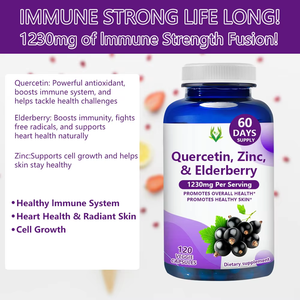 Hot Selling Quercetin Capsules With Zinc ElderBerry Dietary <b>Supplement</b> for Promote Healthy Skin and Boost Cell Growth for adult - Product Image 4