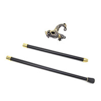 Canne de marche Dragon de luxe or noir, bâton de marche décoratif de mode pour monsieur élégant Cosplay bouton de canne croisé 93cm
