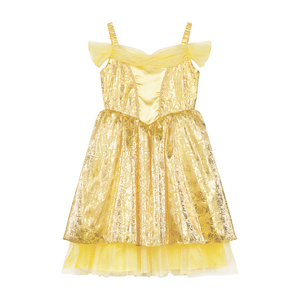 Disfraz de Princesa Bella para Niñas, Vestido de Encaje Dorado con Adorno de Rosas, Color Personalizado para Fiestas de La Bella y la <span class=keywords><strong>Bestia</strong></span> - Product Image 1
