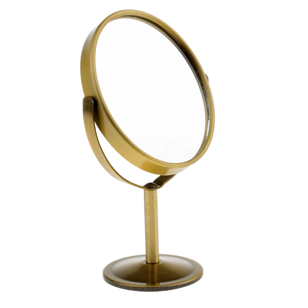 14cm Mini Dual Side Mirror Normal Magnifying Round Oval with Metal Stand Table Desktop Decorative Revolving Makeup Mirrors