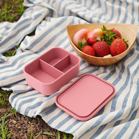 Boîte à lunch en silicone à 3 compartiments certifiée FDA LFGB