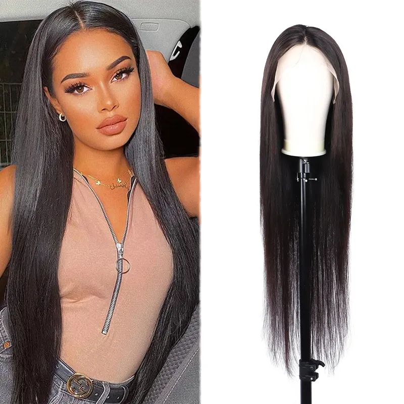 30 Inch Cuticle Aligned Virgin Raw Brazilian Human Hair Vendors Bone Straight Frontal Lace Front Wig