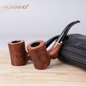 MUXIANG Wooden Smoking Pipe Bent Type Solid Wood Tobacco Pipe For Personal Gift - Product Image 1