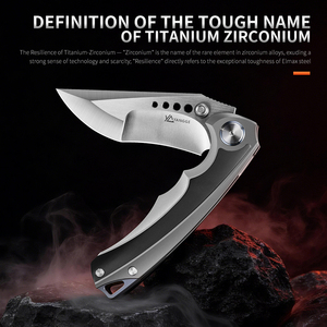 Navaja Plegable PioneerEDC de Titanio - Hoja de Acero <span class=keywords><strong>ELMAX</strong></span>, Mango con Incrustaciones de Zirconio, Navaja de Bolsillo EDC Portátil para Camping y Actividades al Aire Libre - Product Image 1