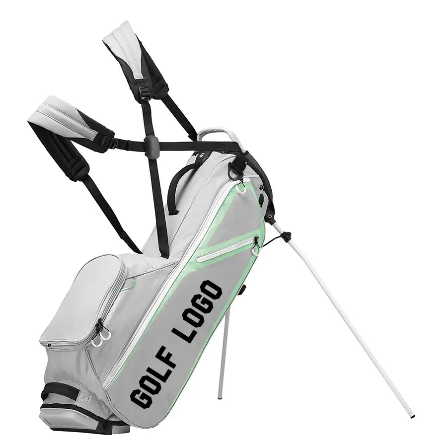 Customized any golf professional Gray staff bag Adjustable double strap woman stand golf bags
