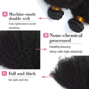 Ciocche di <span class=keywords><strong>Capelli</strong></span> Umani <span class=keywords><strong>Afro</strong></span> Kinky Curly 4C, Estensioni di <span class=keywords><strong>Capelli</strong></span> Vietnamiti Grezzi con Frontale, Fasci di <span class=keywords><strong>Capelli</strong></span> Umani con Chiusura - Product Image 4