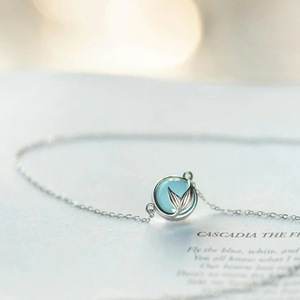 Collana con Ciondolo a Coda di Sirena per Donne, Catena Classica in Rame con Sfera, Gioiello Moda Blu per la Clavicola - Product Image 2