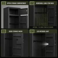 Caja Fuerte Electrónica con Contraseña para Armas, Llaves de Emergencia, Luz LED, Acero Laminado en Frío, Almacenamiento de Artículos Largos, para Hogar, Oficina, Comercial