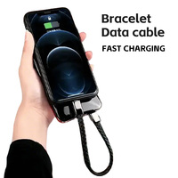 Câble de téléphone USB vers Type C Micro 8Pin Bracelet en cuir tressé Câble de données de charge pour téléphone portable