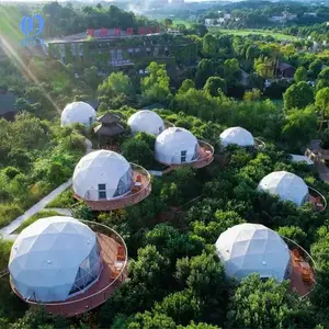 Glamping Dome Metall Rahmen Geodetic Dome Wasserdichte Kuppel Zelt Mit ABS Wände Für Verkauf