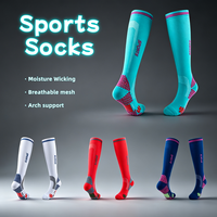 Chaussettes de football pour hommes en polyester avec logo personnalisé, respirantes, anti-humidité, soutien de la voûte plantaire, chaussettes de sport athlétiques