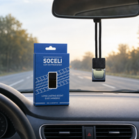 SOCELI Désodorisant de voiture de luxe personnalisé 10ml, flacon en verre liquide suspendu avec bouchon en bois, logo personnalisé pour les acheteurs en gros