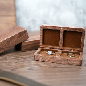 Walnuss Leeres Zubehör Schmuck Aufbewahrung sbox Massivholz Tragbare Ohrringe Ring Manschetten knöpfe Verpackungs box - Product Image 3