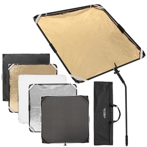 Ambitful KS05 100x100cm <span class=keywords><strong>6</strong></span> en 1 Noir Or Blanc Ruban Réflecteur Diffuseur Main Tige Pliable Soleil <span class=keywords><strong>Scrim</strong></span> avec Support de Poignée - Product Image 1