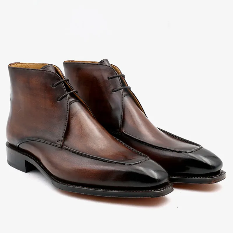 Wholesale Men Dress Shoes High Quality Goodyear Welter Handmade Branded Shoes Men Designer Dress Boots For Men Leather