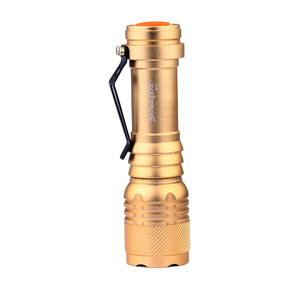 Mini lampe de poche LED en alliage d'aluminium, 3 modes, batterie AAA, portable, E502, couleur or - Product Image 1