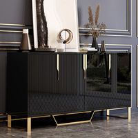 Buffet moderne de luxe noir et blanc avec finition dorée pour salle à manger et salon