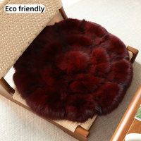 Coussin de siège rond en fausse fourrure de renard, chaud et doux pour l'hiver, écologique, pour tabouret de maquillage
