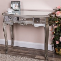 Table console en argent vénitien avec pieds en verre antique pour meubles de maison dans les appartements