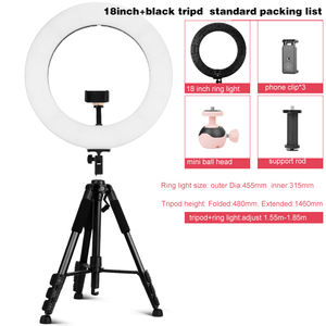 Support de diffusion TikTok avec anneau lumineux LED de 18 pouces (14 pouces), clip pour microphone mobile, pour selfie stick, enregistrement vidéo, streaming en direct, produit - Product Image 4