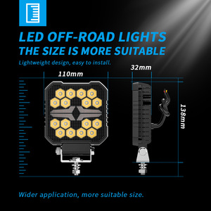 Luz DE TRABAJO todoterreno 16LED para camión para <span class=keywords><strong>Jeep</strong></span> IP67, resistente al agua, 9-30V, 50000 horas de vida, luz auxiliar de ángulo ajustable X5 X6 6000K - Product Image 2