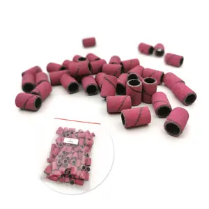 HYTOOS-Bolsa de 100 unidades de bandas de lijado rojo rosa, accesorios para pulir uñas, lija de Gel, herramienta de pulido #80 150 #240 #