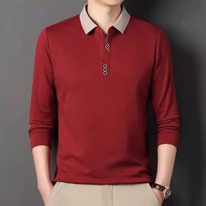 TONGYANG, otoño, nueva camiseta <span class=keywords><strong>Polo</strong></span> de <span class=keywords><strong>manga</strong></span> <span class=keywords><strong>larga</strong></span> para <span class=keywords><strong>hombre</strong></span>, Top elástico ajustado informal de negocios, Top básico de marca de Color sólido clásico a la moda - Product Image 6